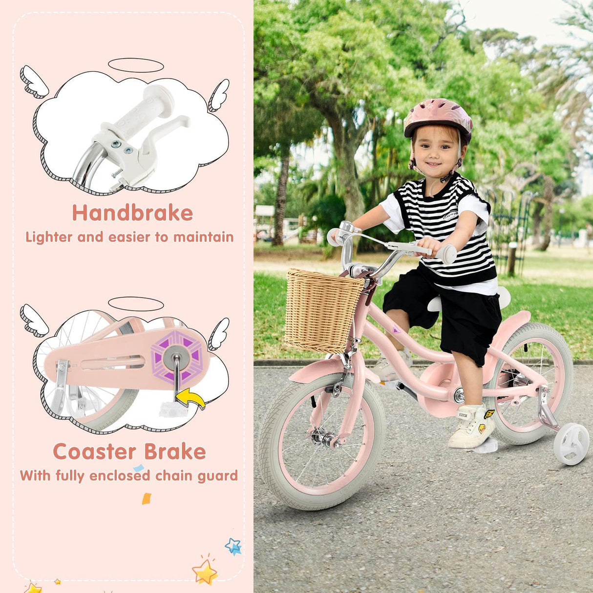 14”/16” Kid’s Bike with Training Wheels, Bicycle for 3-5/4-7 Years Old