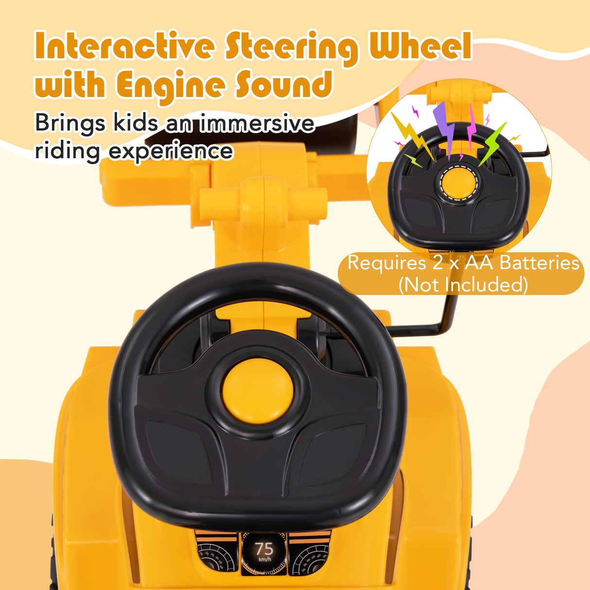 Honey Joy Ride On Road Roller, Toddler Ride On Car with Adjustable Roller