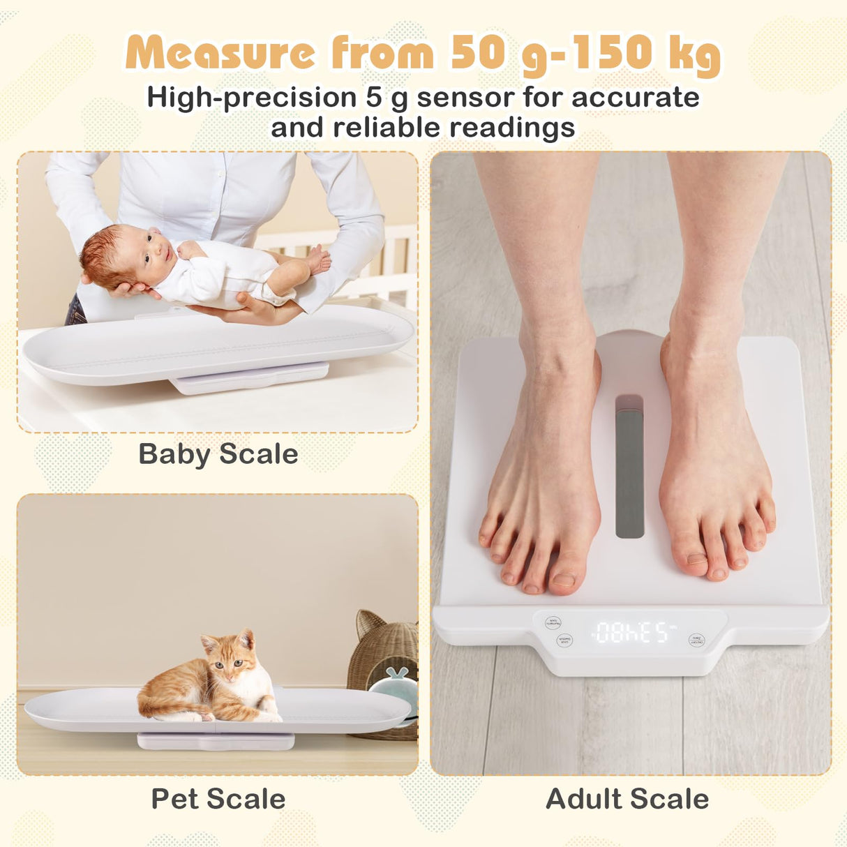 3 in 1 Infant Scale w/Detachable Tray for Body Weight & Height Measurement