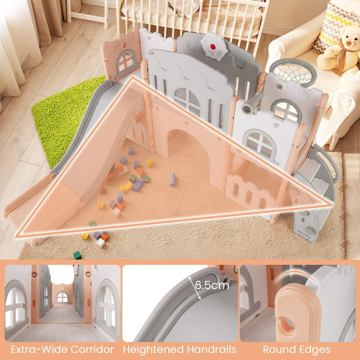 HONEY JOY All in 1 L-Shaped Slide for Toddlers Age 1-3