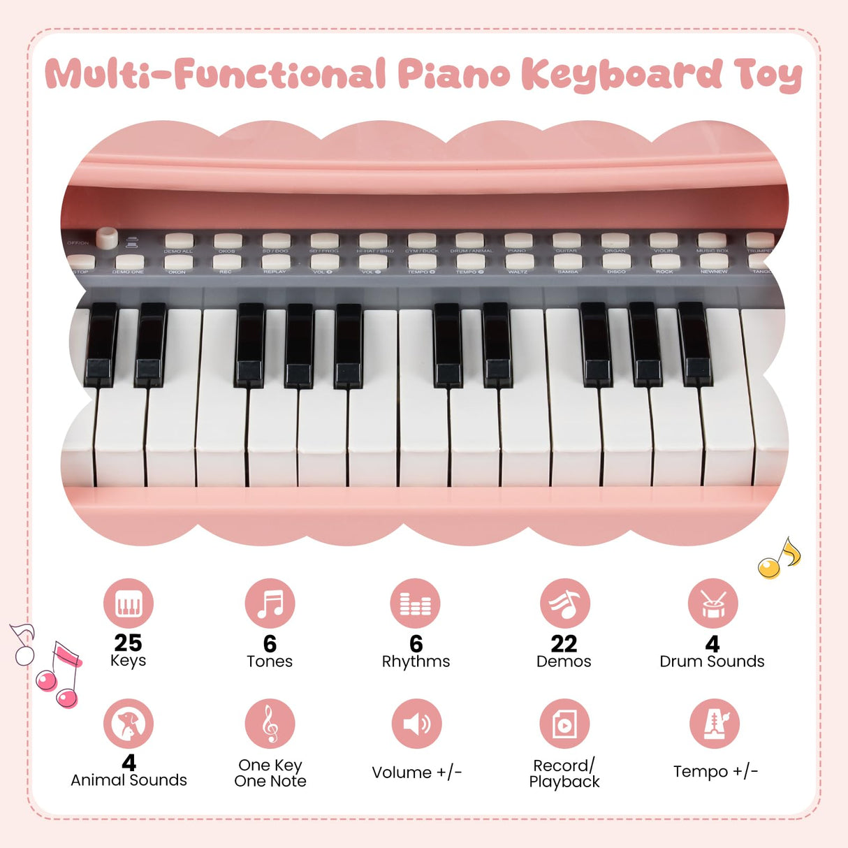 HONEY JOY Mini Keyboard Piano for Kids, 25 Keys Electric Piano