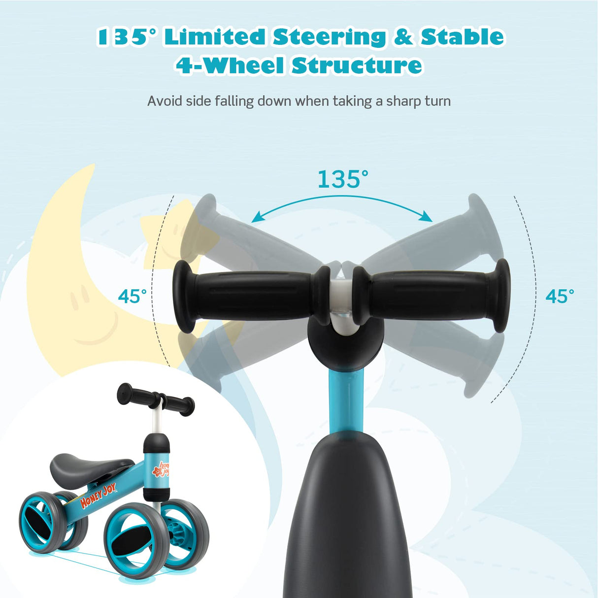 HONEY JOY Baby Balance Bike Balance Bike for Toddlers w/4 Wheels