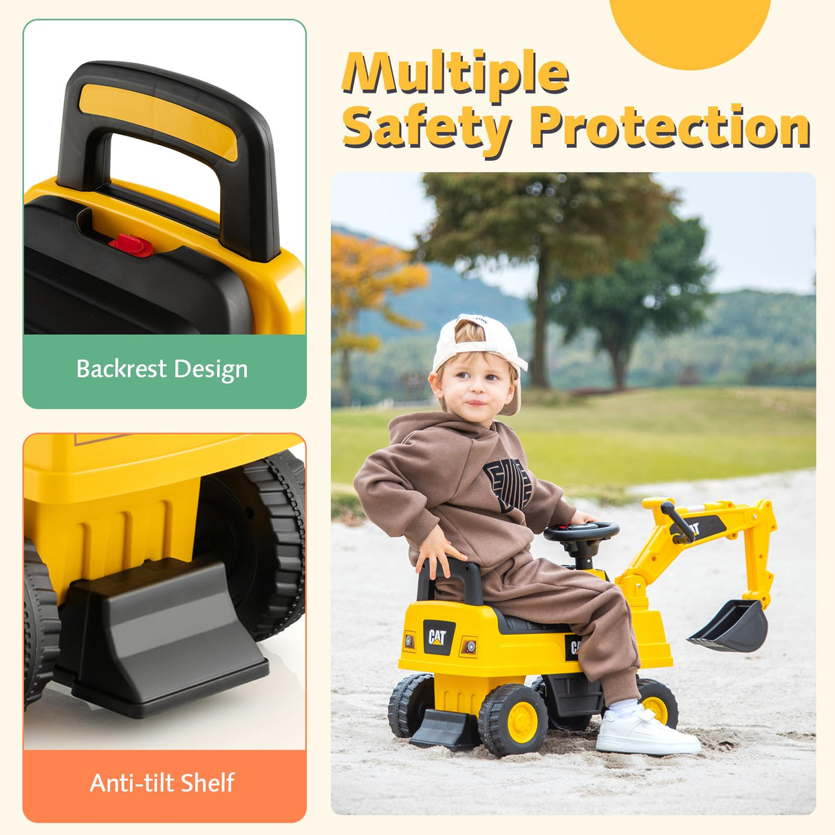 HONEY JOY Kid's Rid-On Digger, Functional Excavator Toy
