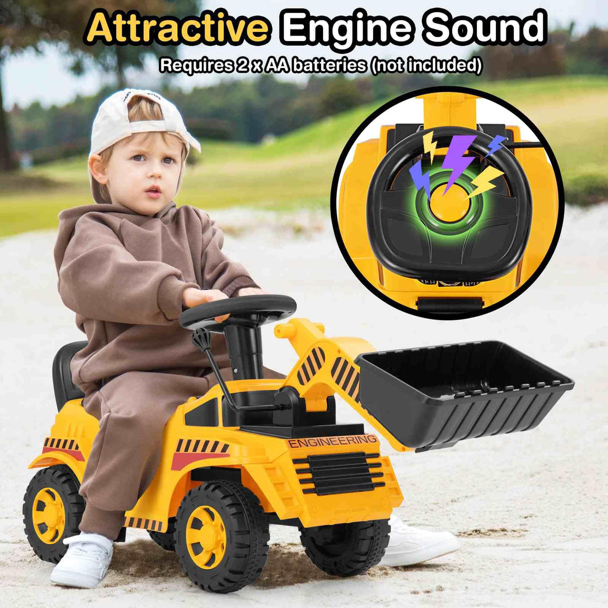 HONEY JOY Ride on Bulldozer, Foot to Floor Construction Vehicle for 19-36 Months Boys & Girls