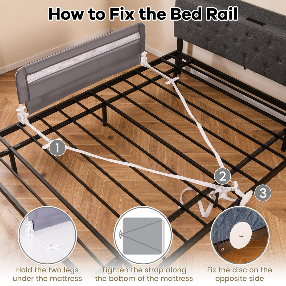 120 CM Toddler Foldable Bed Rail | Kids Safety Bedrail - BABY JOY