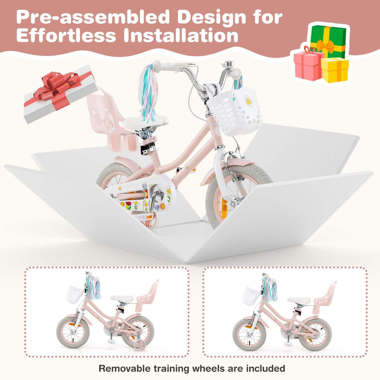 HONEY JOY Kids Bike, 12 / 14 Inch Children Bicycle