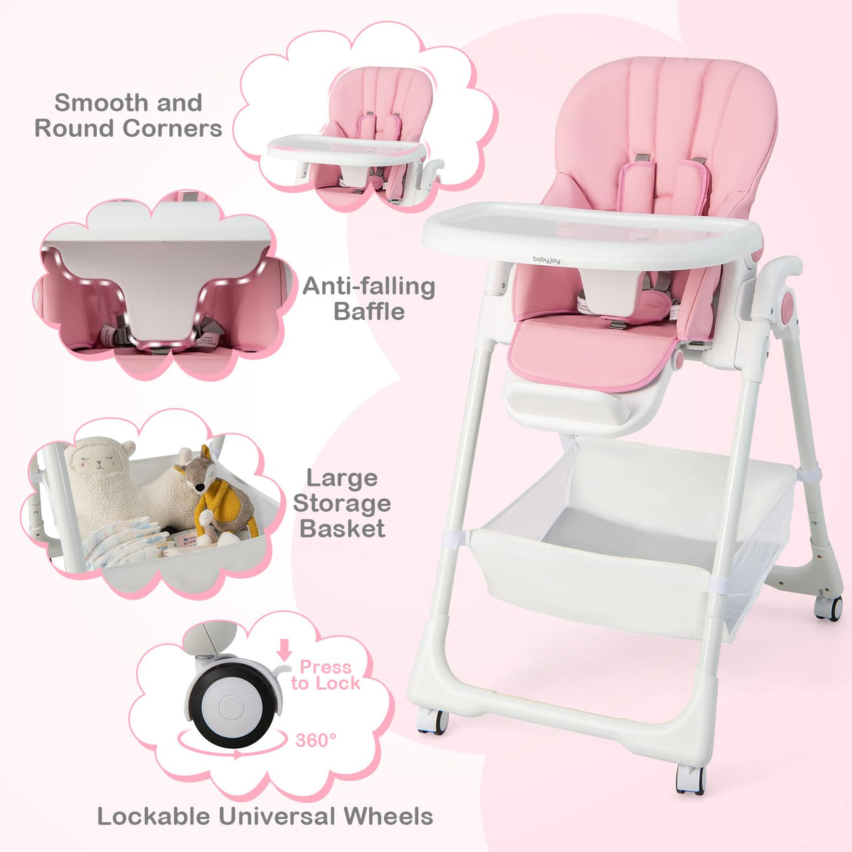 BABY JOY Baby High Chair, Foldable Highchair
