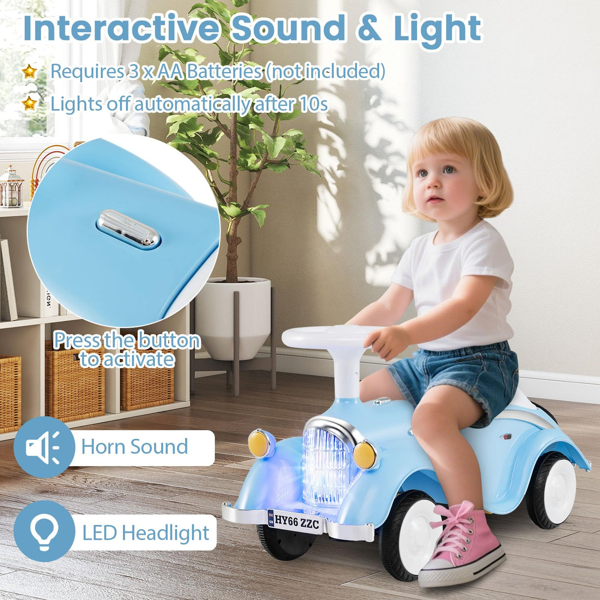 Toddler Ride on Toy, Classic Foot to Floor Kid Sliding Car with Steering Wheel