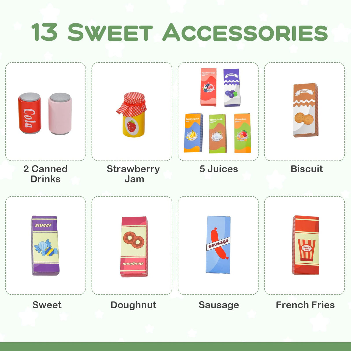 HONEY JOY Wooden Supermarket Play Toy Set, Kids Grocery Store Playset with Checkout Counter