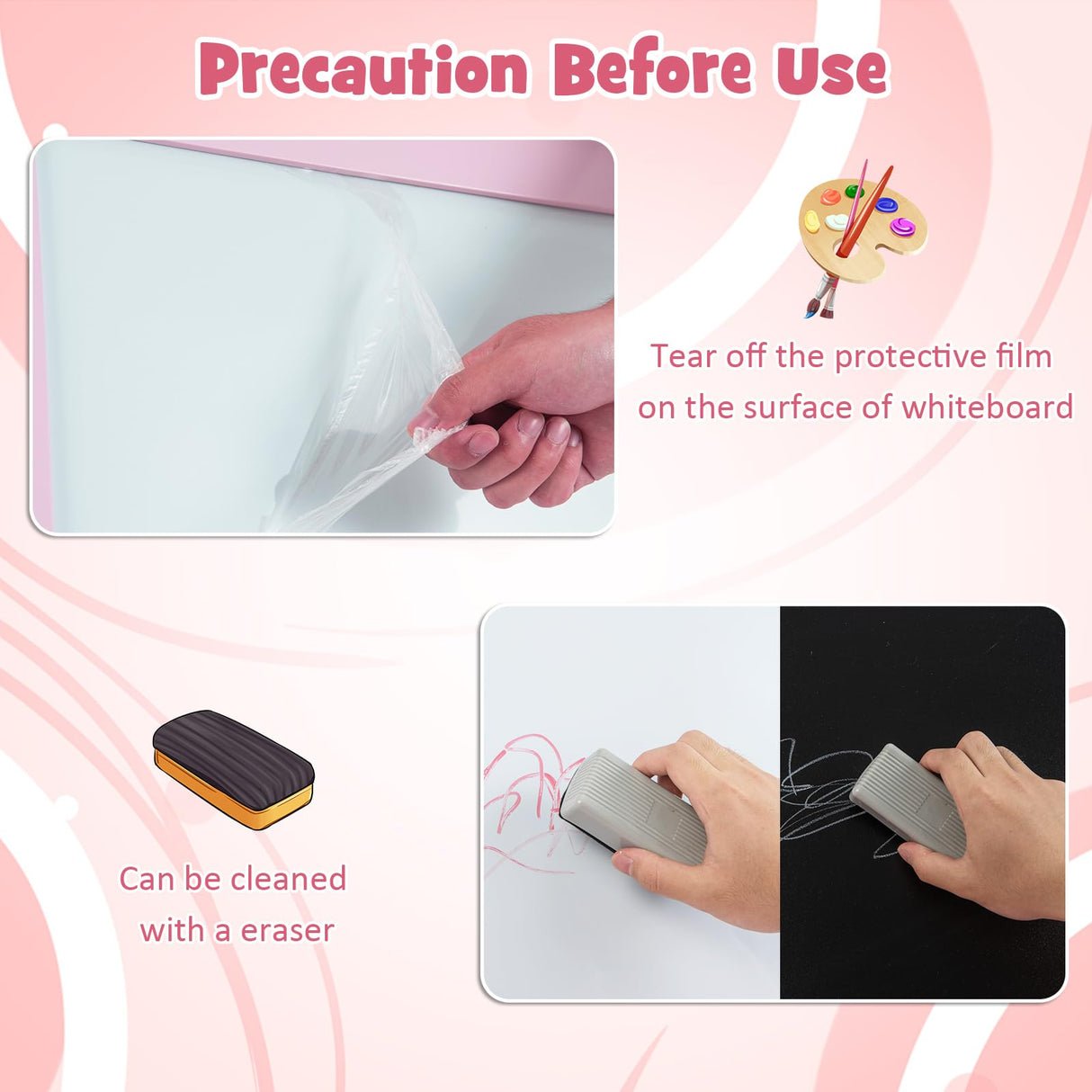 BABY JOY Kids Art Easel, 3 in 1 Double-Sided Standing Easel for Toddlers