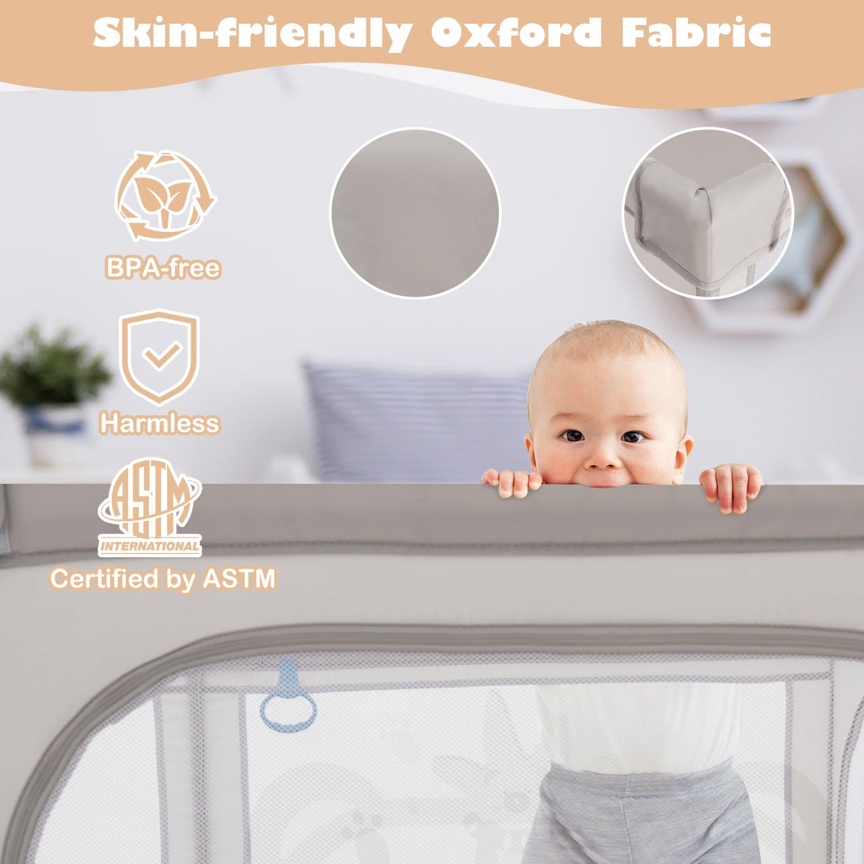 BABY JOY Baby Playpen, 205 x 147 cm Extra-Large Play Yard