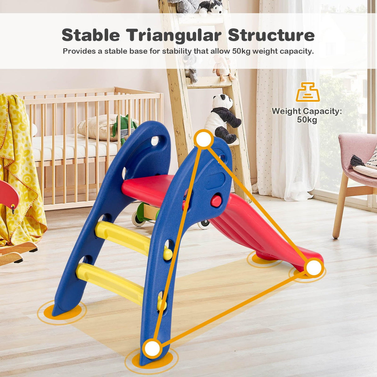 HONEY JOY Kid Folding Sliding w/Triangle Structure