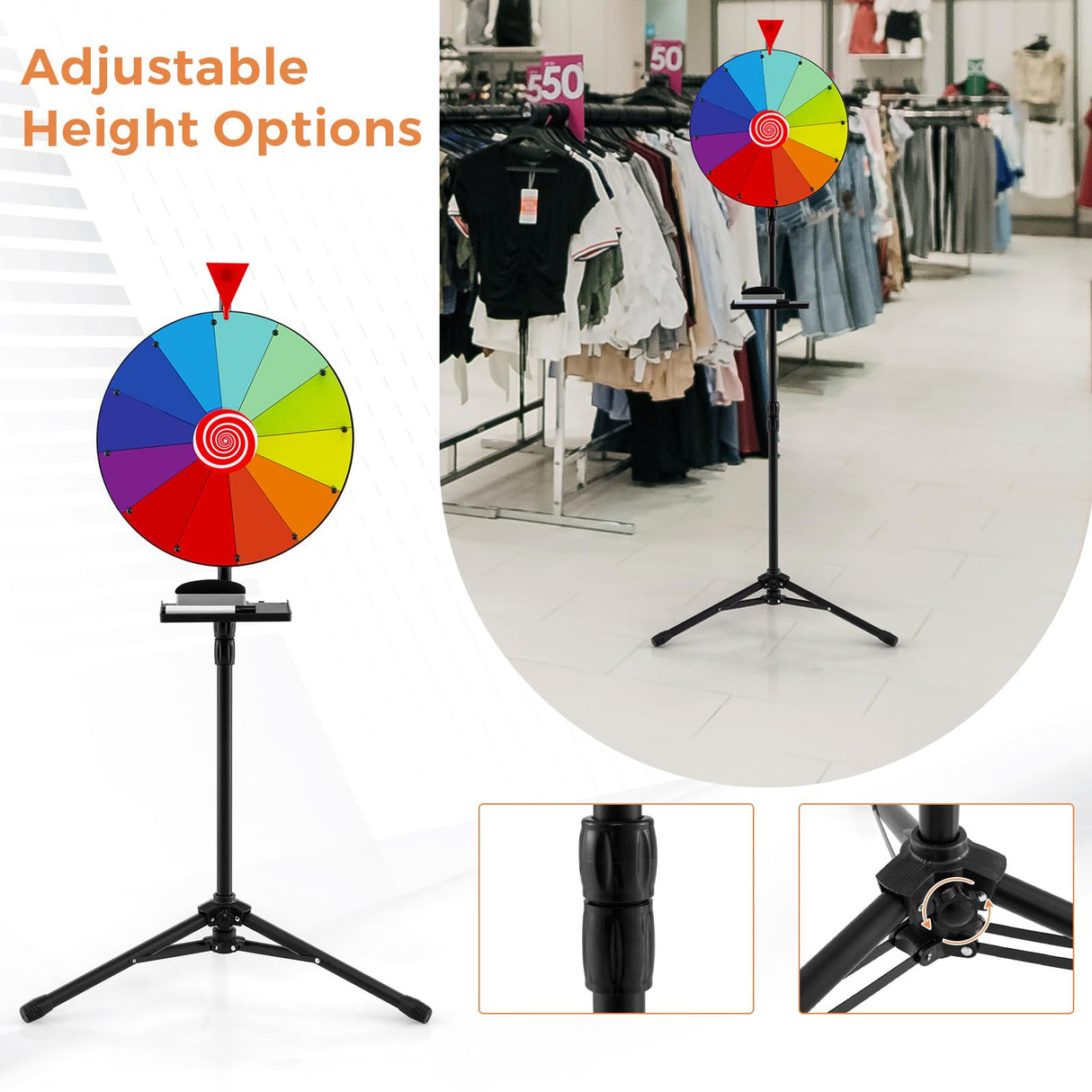 HONEY JOY 16" Height Adjustable Prize Wheel