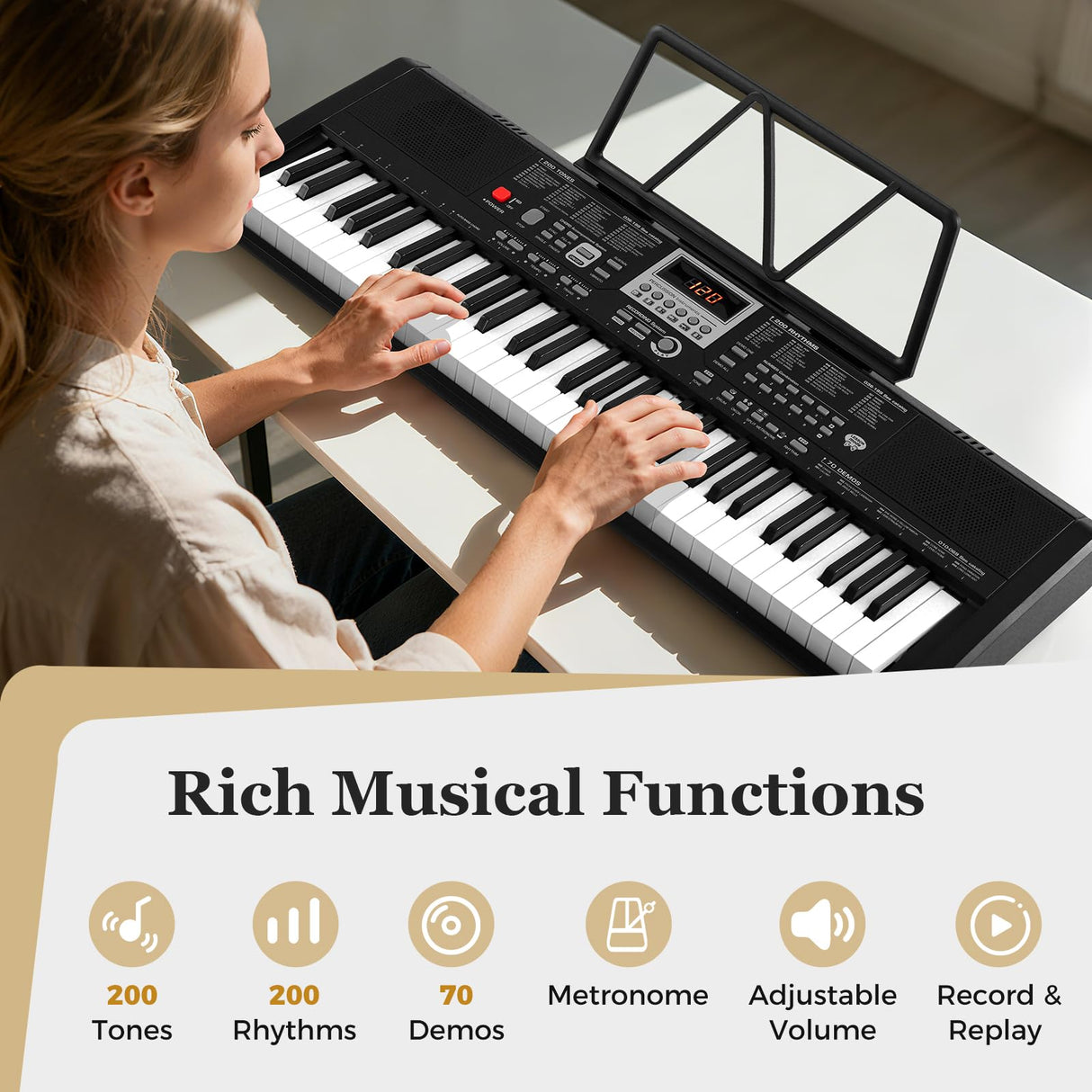 61 Keys Portable Keyboard for Beginners, Electric Piano Keyboard Kit