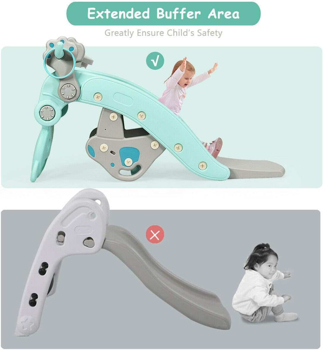 HONEY JOY 4-in-1 Kids Rocking Horse, Portable Toddler Ride On Rocking Toy with Slide