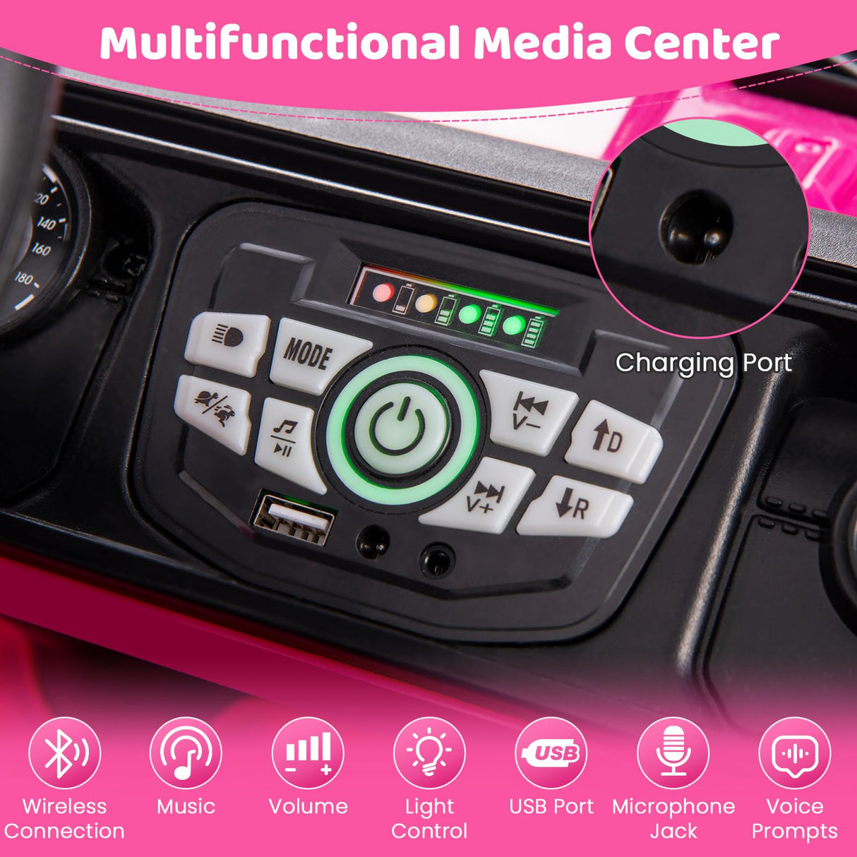 12V Kids Ride on Car Jeep, Electric Toy Truck Car with Remote Control, Dual Motor, Wireless Connection, USB Port