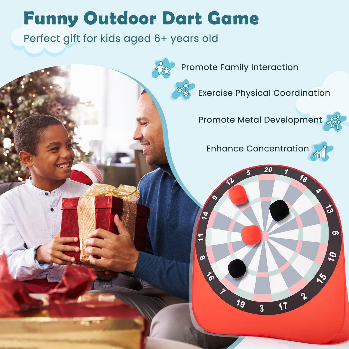 Foldable and Portable Large Dart Board for Kids