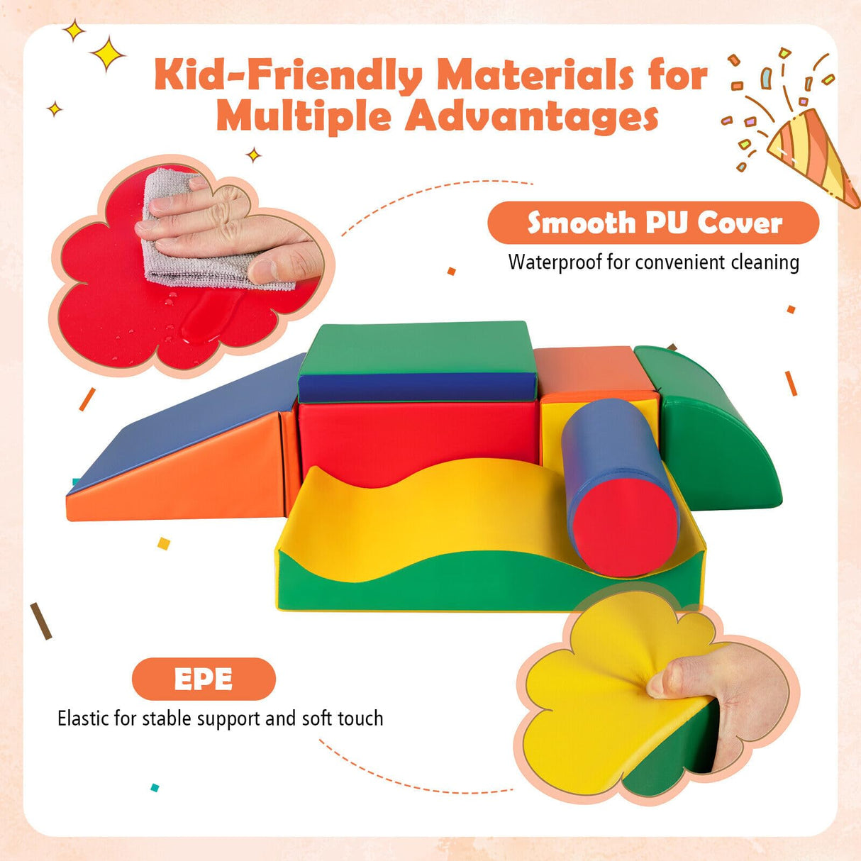 Kids Crawl & Climb Foam Play Set, 7-Piece - Baby Joy