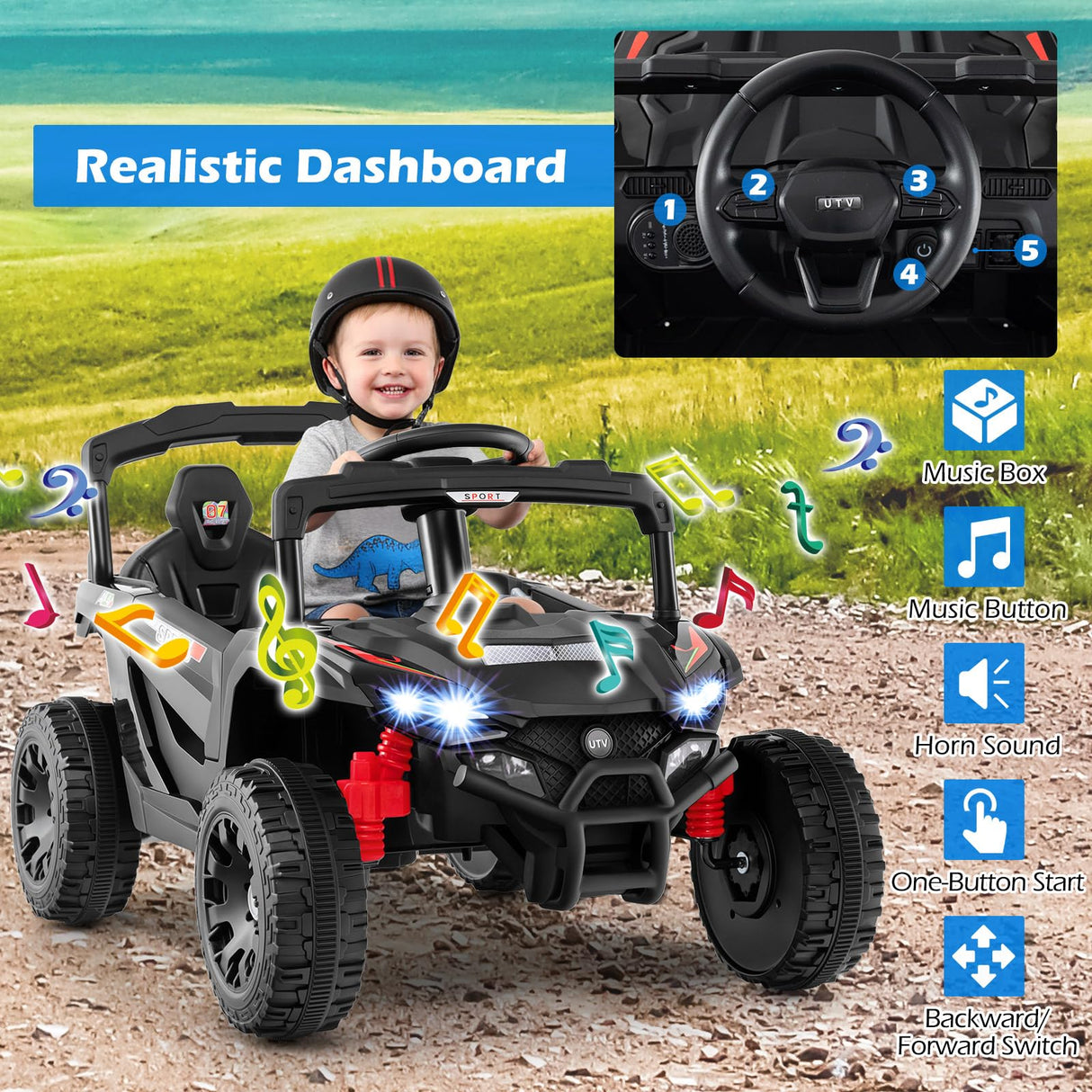 12V Kids Ride On Car, Electric UTV Truck with Remote Control