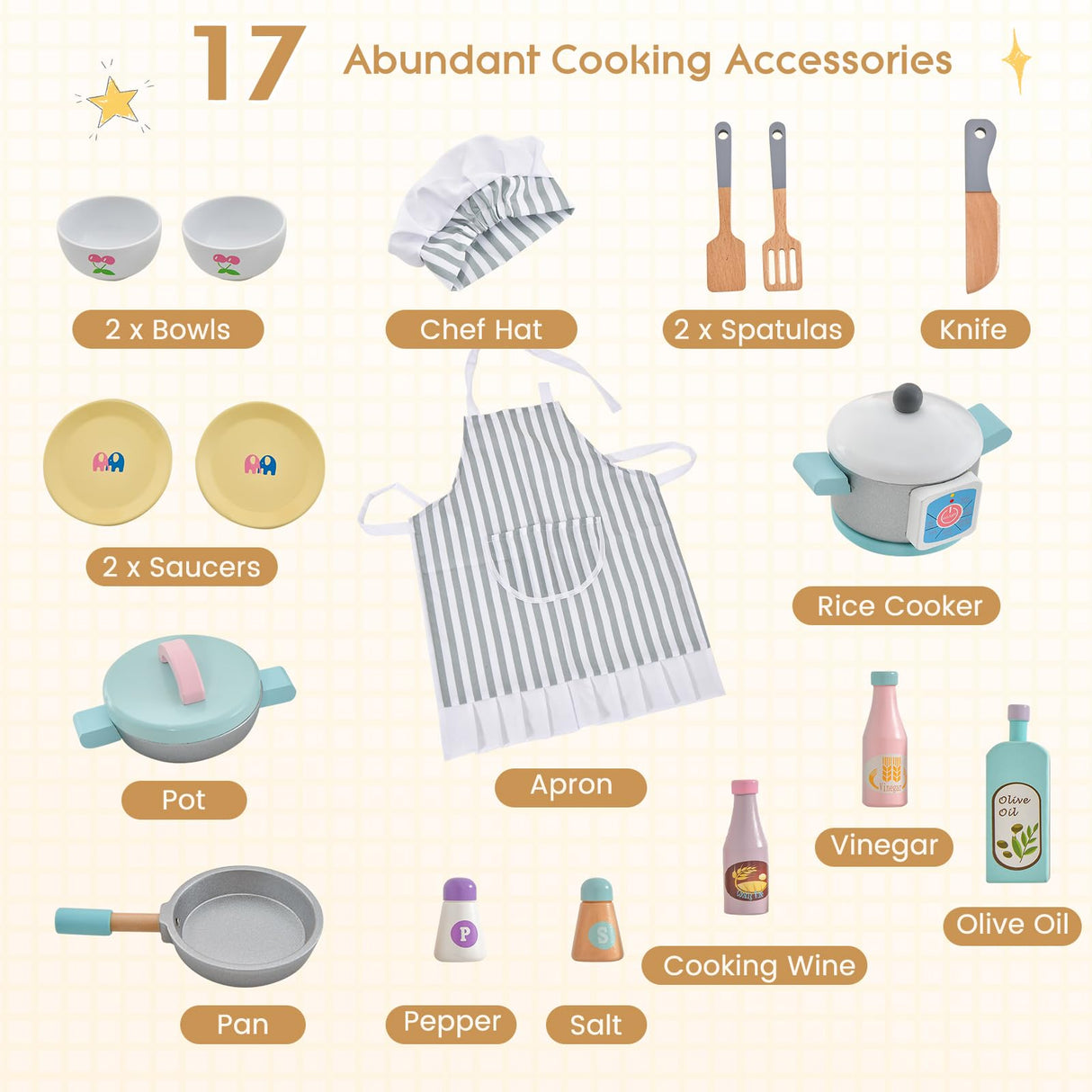 HONEY JOY Kids Wooden Kitchen Playset