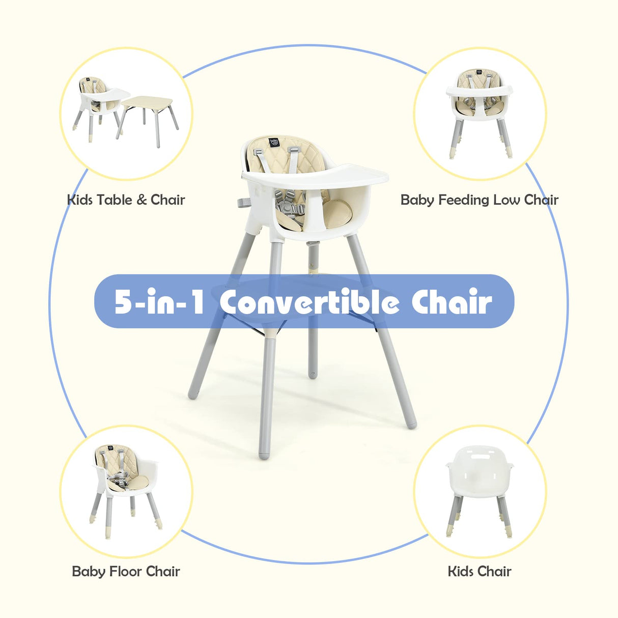 BABY JOY 5 in 1 Convertible Baby High Chair