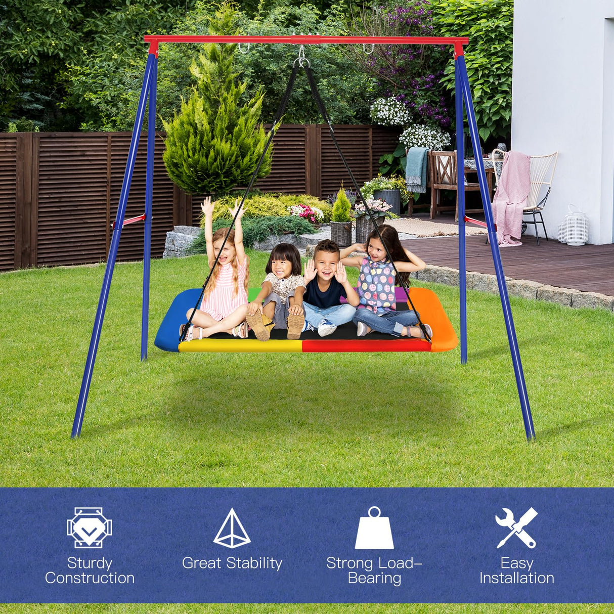 HONEY JOY Heavy Duty Steel Swing Frame (Without Swing)