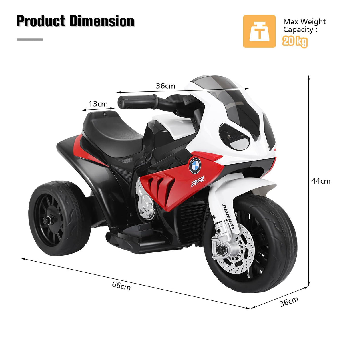 HONEY JOY Electric Ride on Motorcycle Licensed BMW 6V Battery Powered Toy