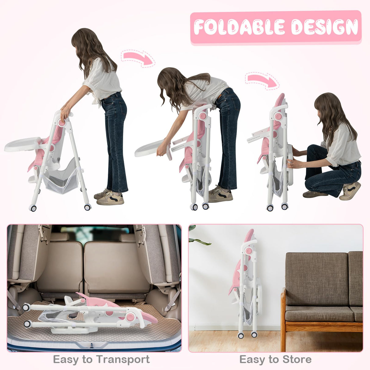 BABY JOY Baby High Chair, Foldable Highchair