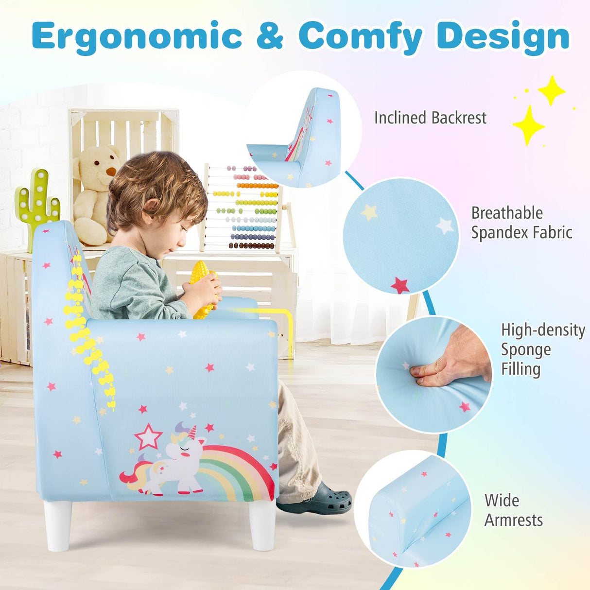 HONEY JOY Kids Sofa, Toddler Upholstered Armchair