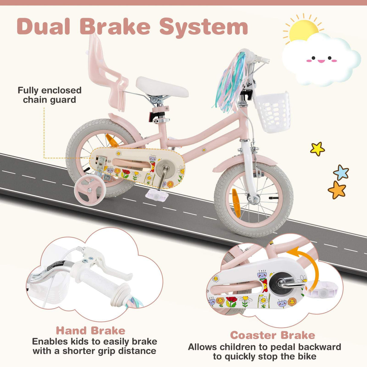 HONEY JOY Kids Bike, 12 / 14 Inch Children Bicycle