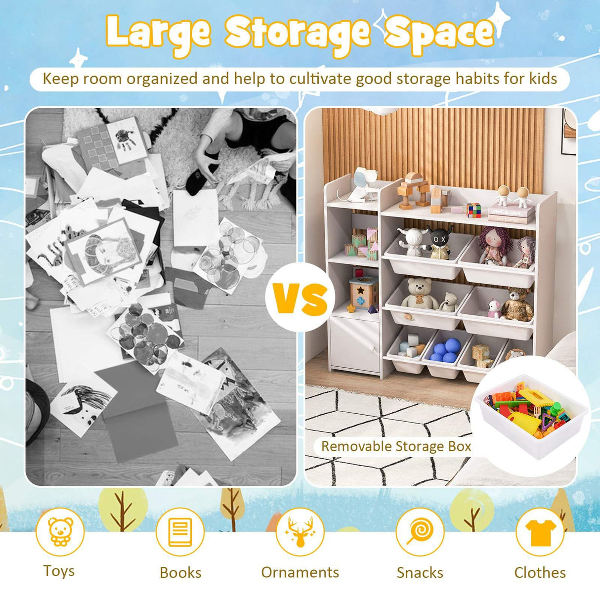 HONEY JOY Kids Bookshelf, Toy Storage Organiser