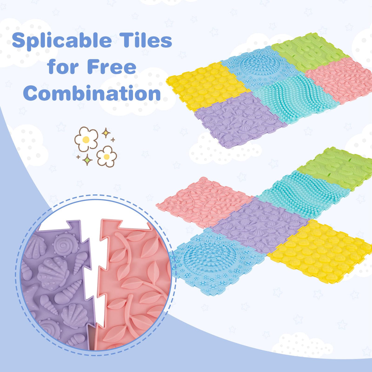 HONEY JOY 6 PCS Sensory Mats for Child Aged 3+ Years Old & Adults