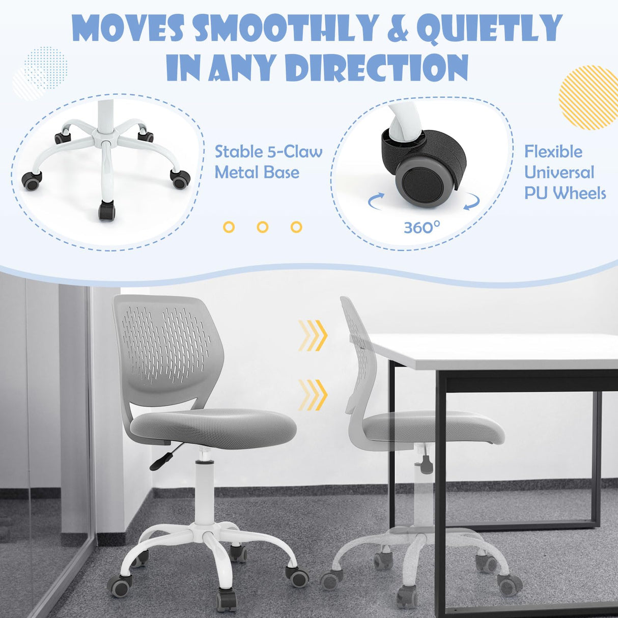 BABY JOY Height-Adjustable Ergonomic Kids Desk Chair, Kids Mesh Computer Chair