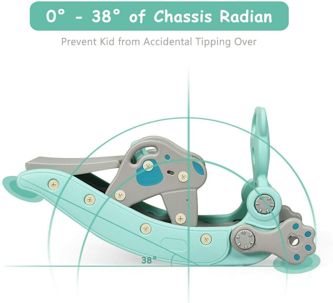 HONEY JOY 4-in-1 Kids Rocking Horse, Portable Toddler Ride On Rocking Toy with Slide