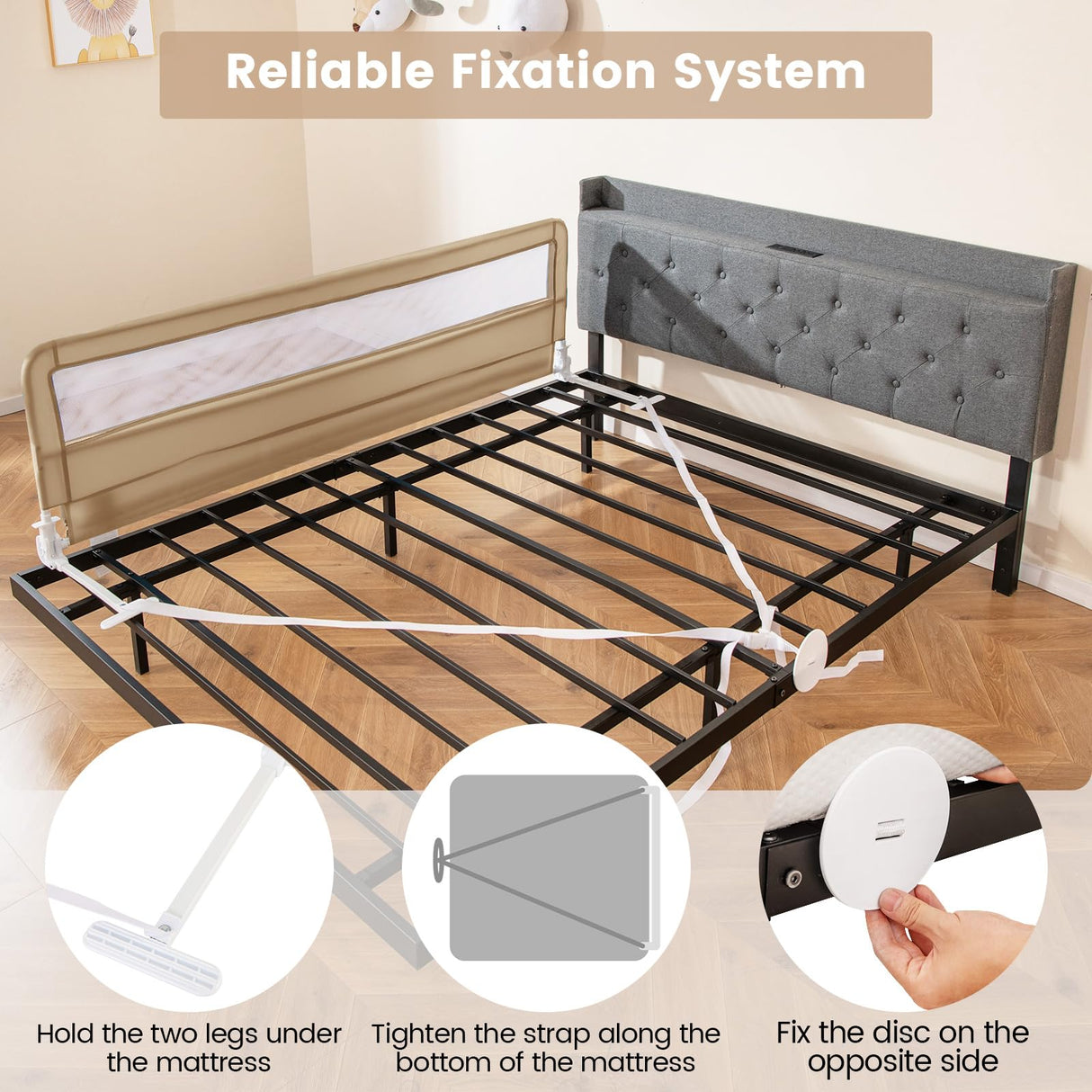 BABY JOY Bed Rail Guard for Toddlers, 180 x 55 cm Foldable Baby Bed Rail