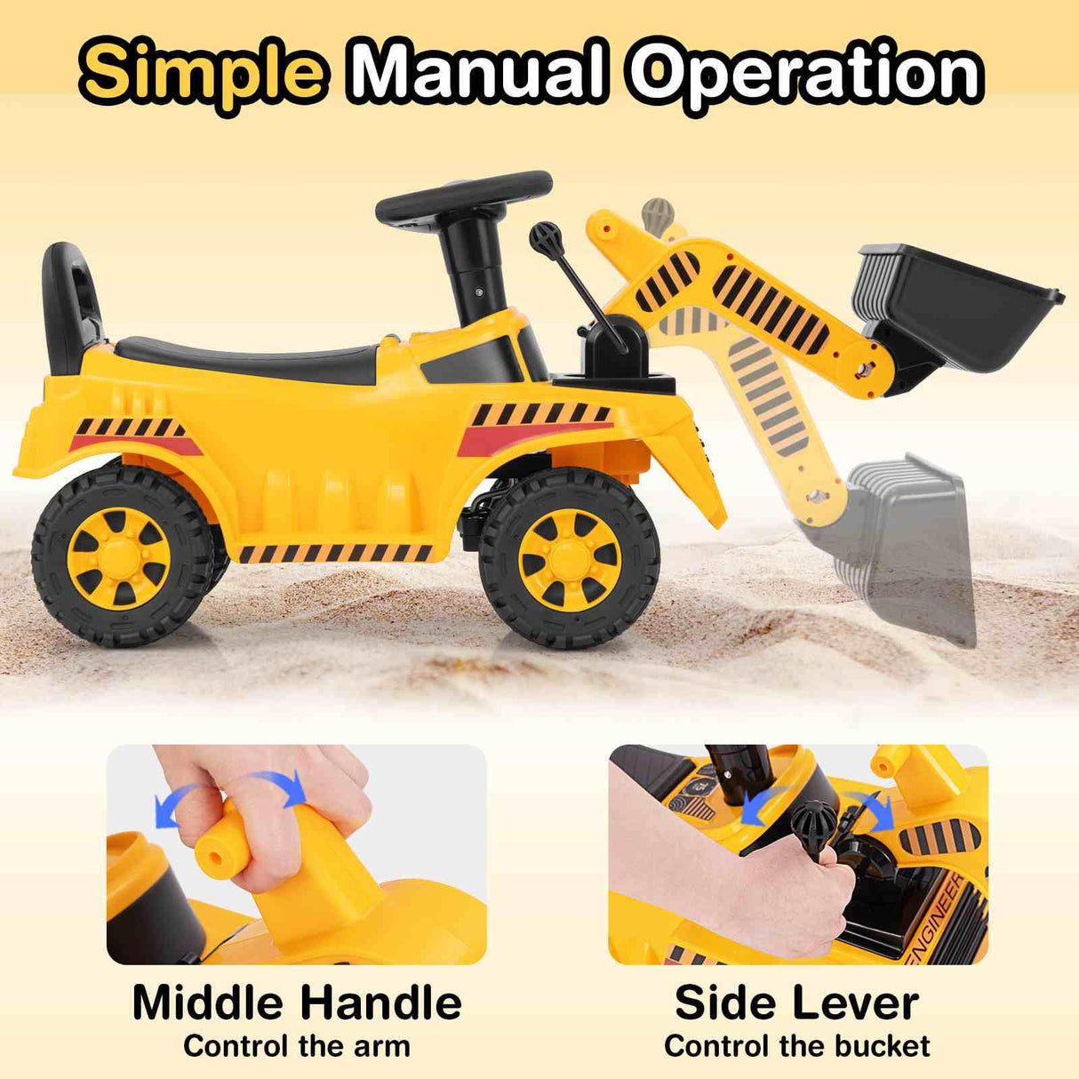 HONEY JOY Ride on Bulldozer, Foot to Floor Construction Vehicle for 19-36 Months Boys & Girls
