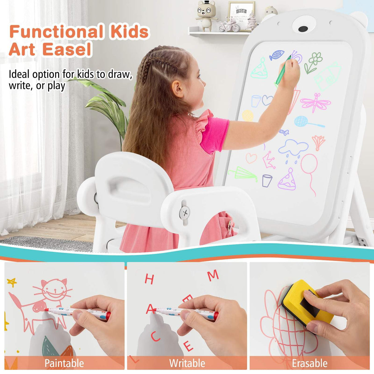 HONEY JOY Kids Art Easel and Chair Set