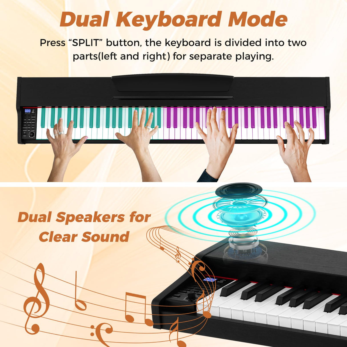 HONEY JOY 88-Key Portable Digital Piano Keyboard with Stand Electric Piano
