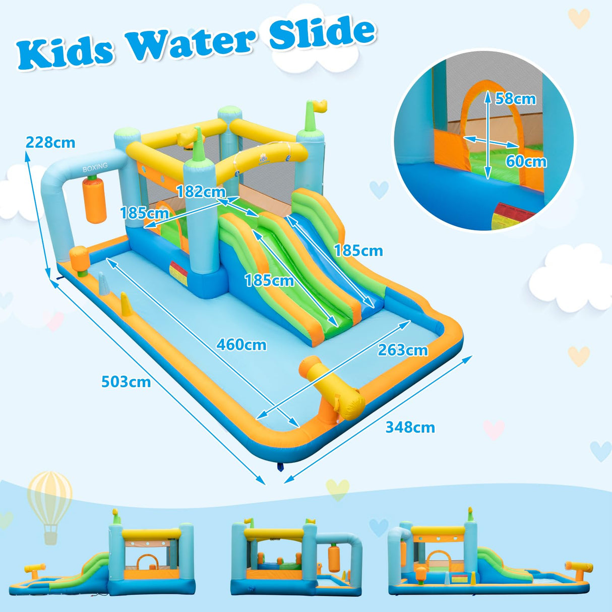 HONEY JOY Inflatable Water Slide, Kids Jumping Castle Bounce House