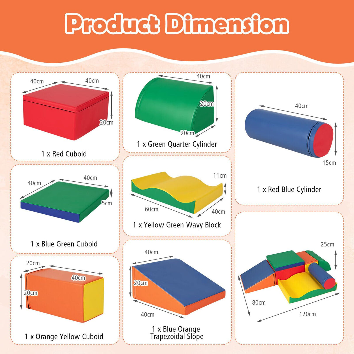 Kids Crawl & Climb Foam Play Set, 7-Piece - Baby Joy