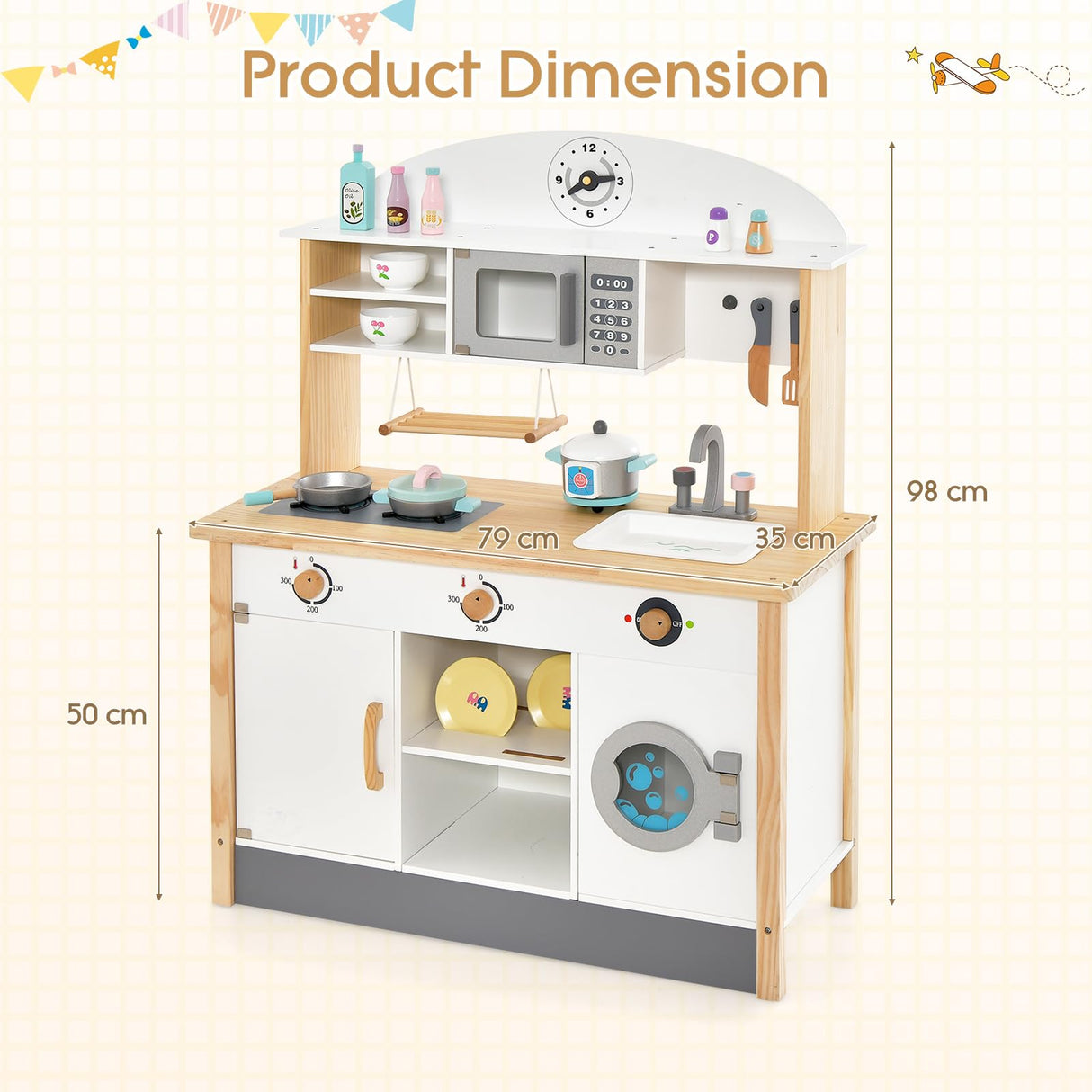 HONEY JOY Kids Wooden Kitchen Playset