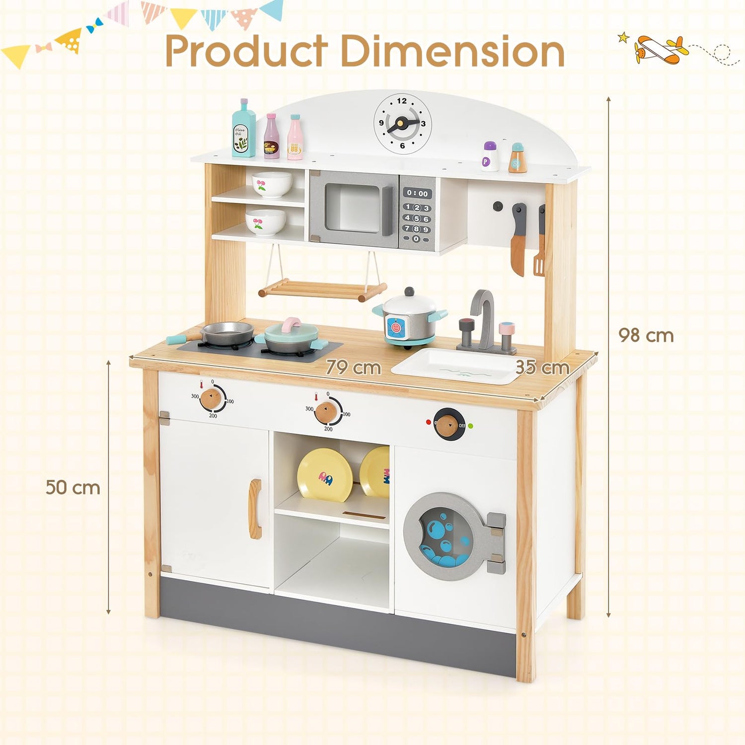 HONEY JOY Kids Wooden Kitchen Playset