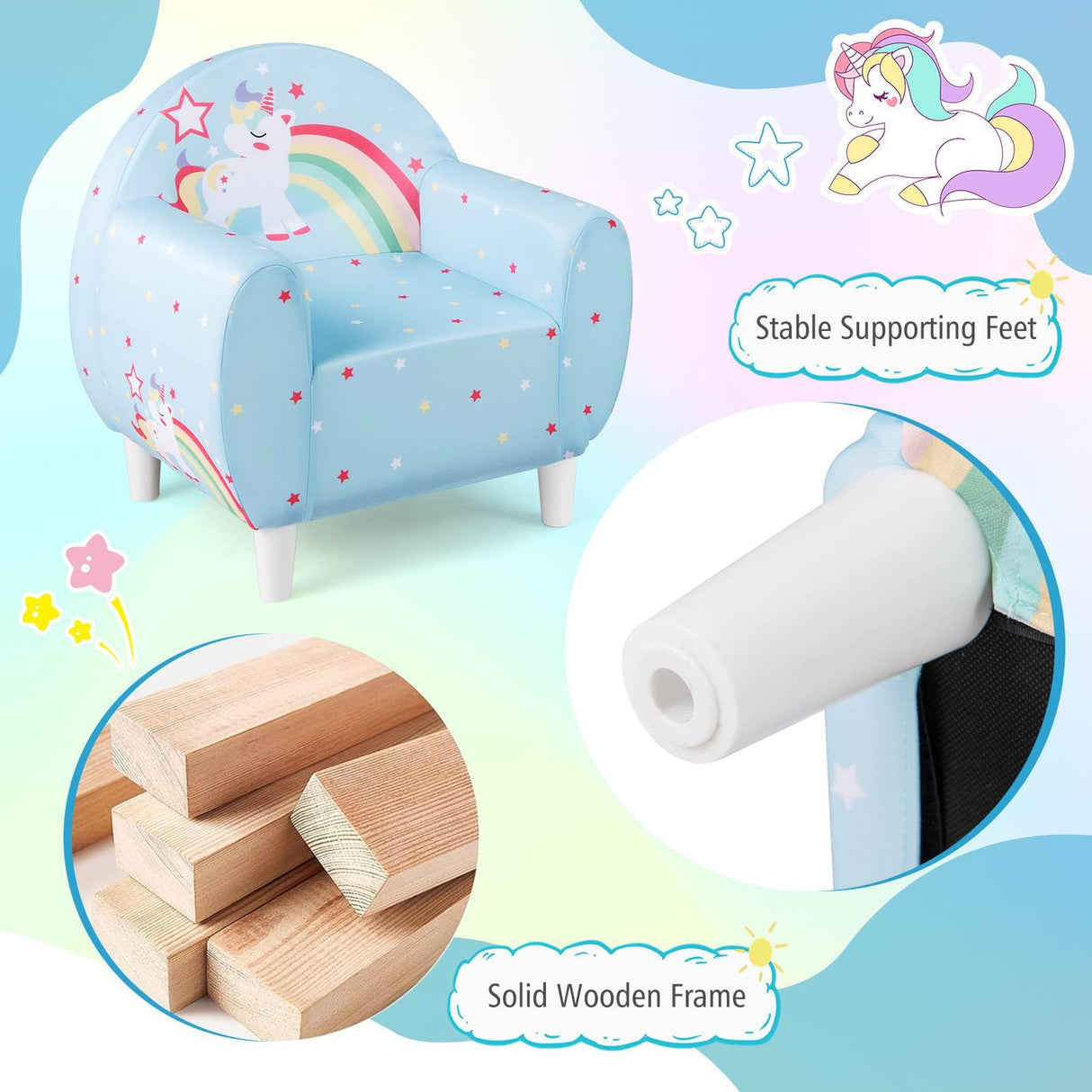 HONEY JOY Kids Sofa, Toddler Upholstered Armchair