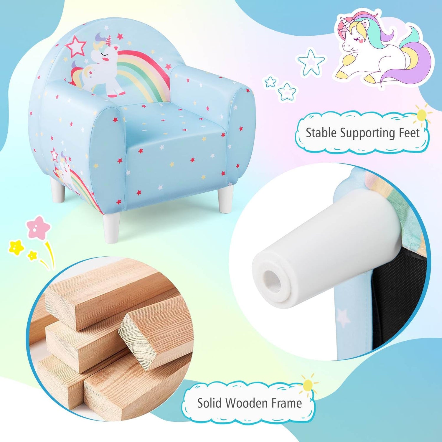 HONEY JOY Kids Sofa, Toddler Upholstered Armchair