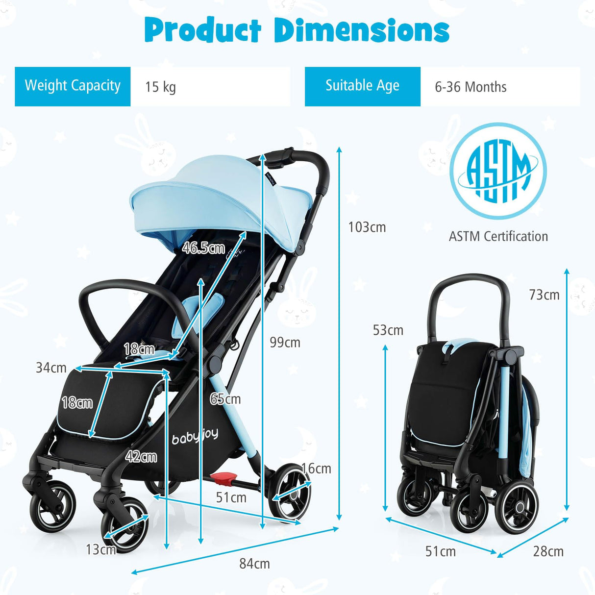 BABY JOY Lightweight Baby Stroller, Compact Travel Stroller for Airplane