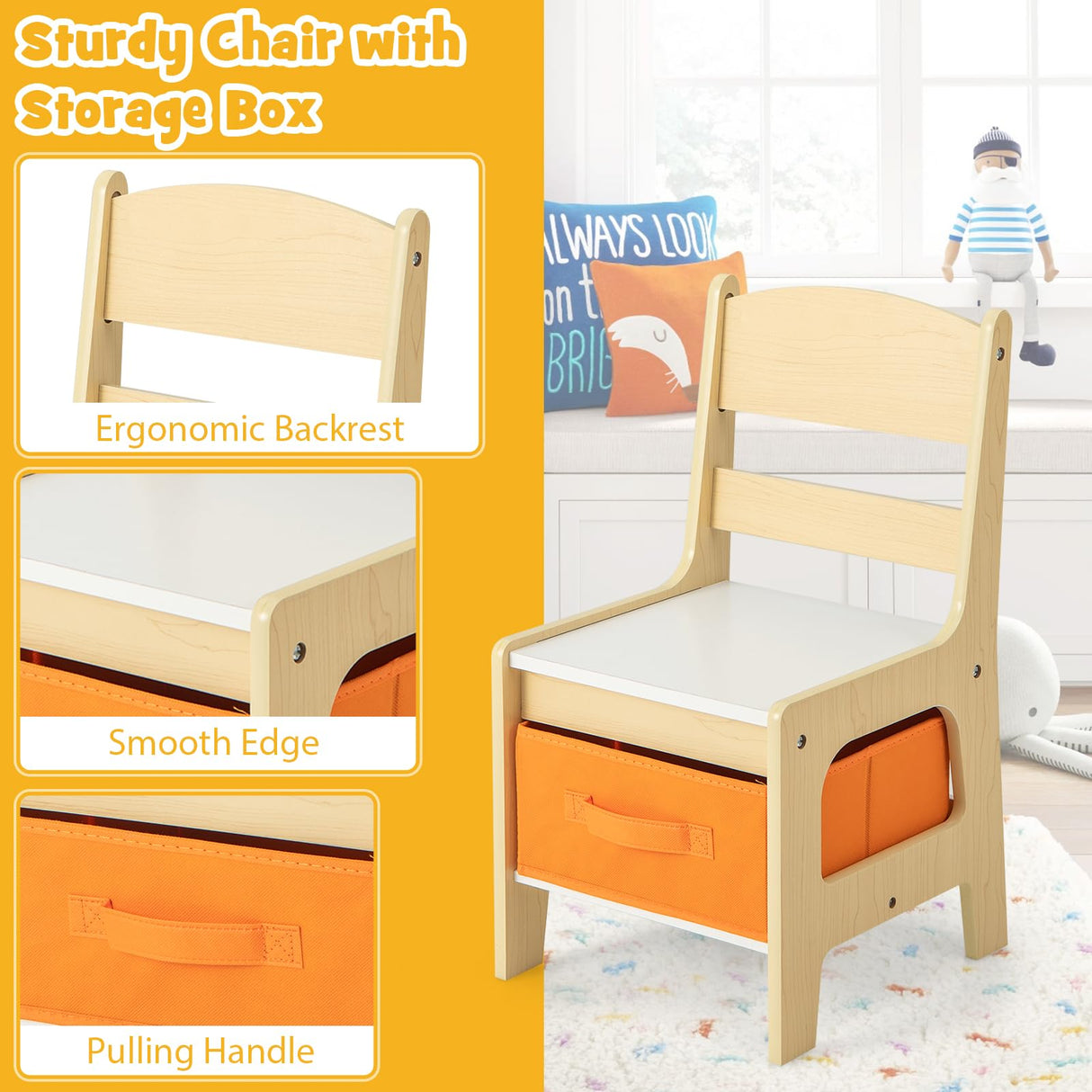 HONEY JOY 3 in 1 Kids Wooden Table & 2 Chair Set