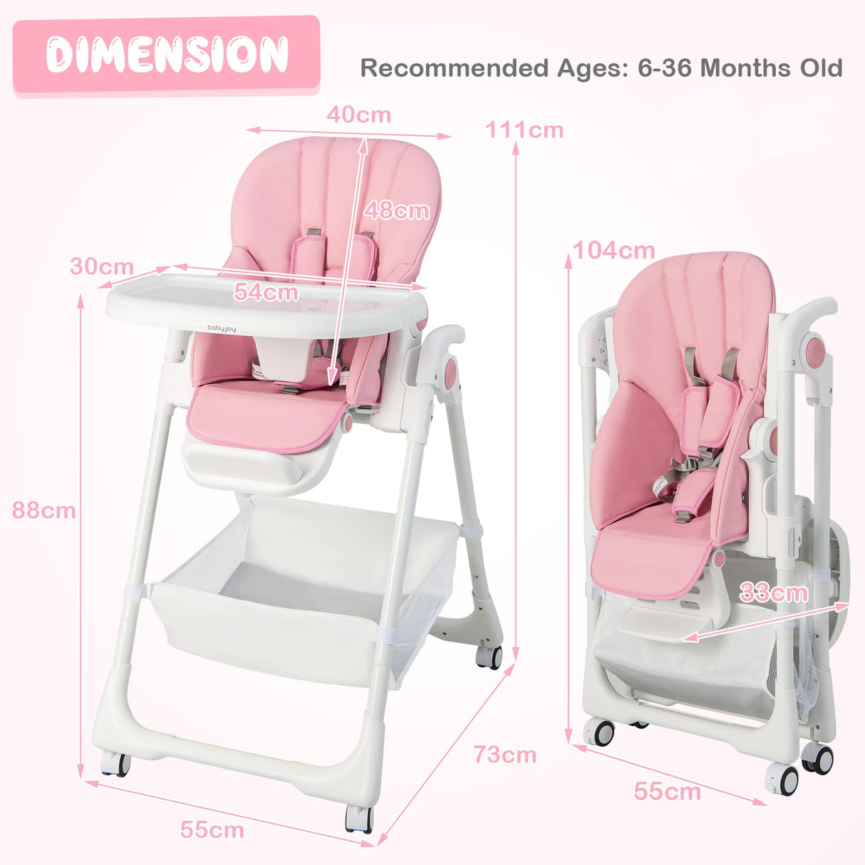 BABY JOY Baby High Chair, Foldable Highchair