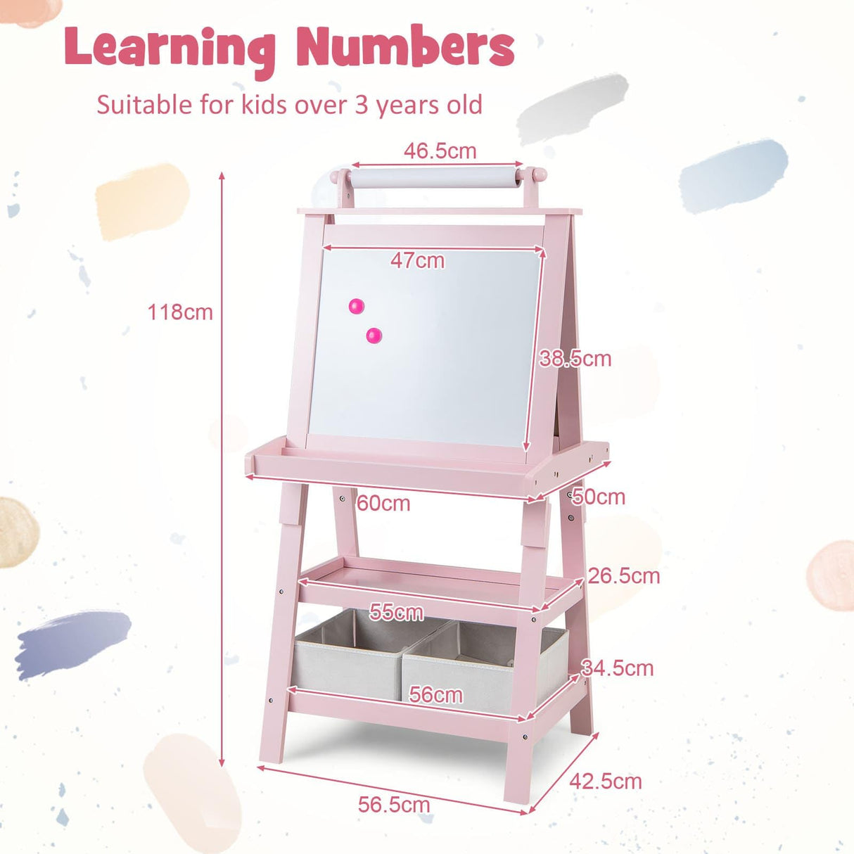 BABY JOY Kids Art Easel, 3 in 1 Double-Sided Standing Easel for Toddlers