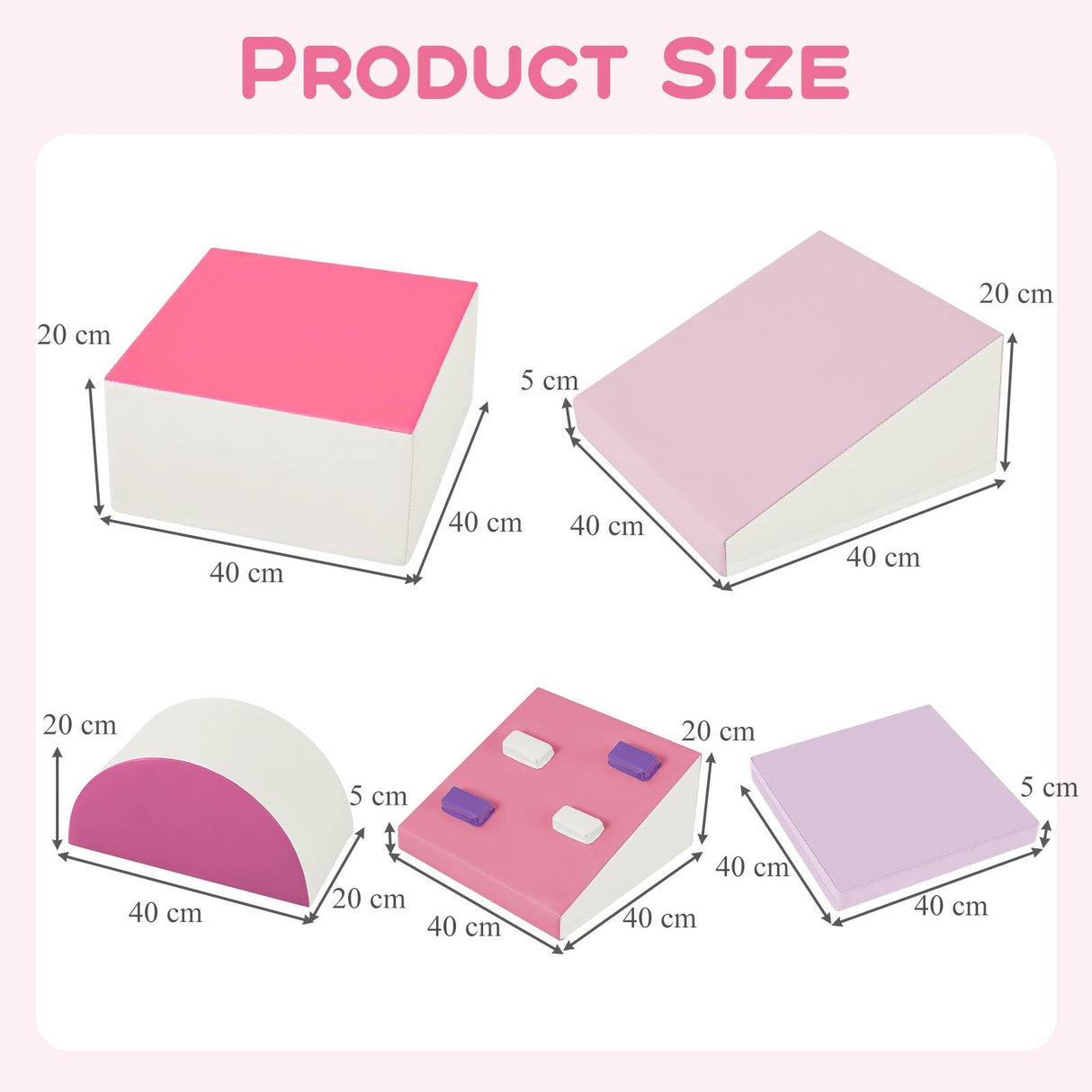 6-Piece Foam Climbing Blocks, Lightweight Soft Climbing Indoor Set with Hook and Loop Fasteners