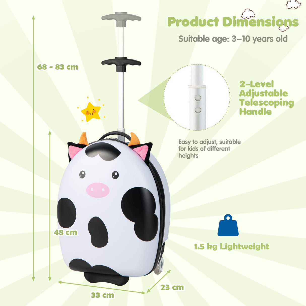 BABY JOY Kids Luggage, 16” Hard Shell Carry-On Suitcase